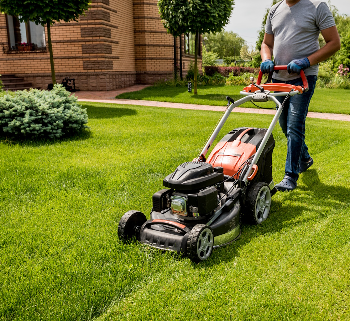 mowing lawn, landscaping